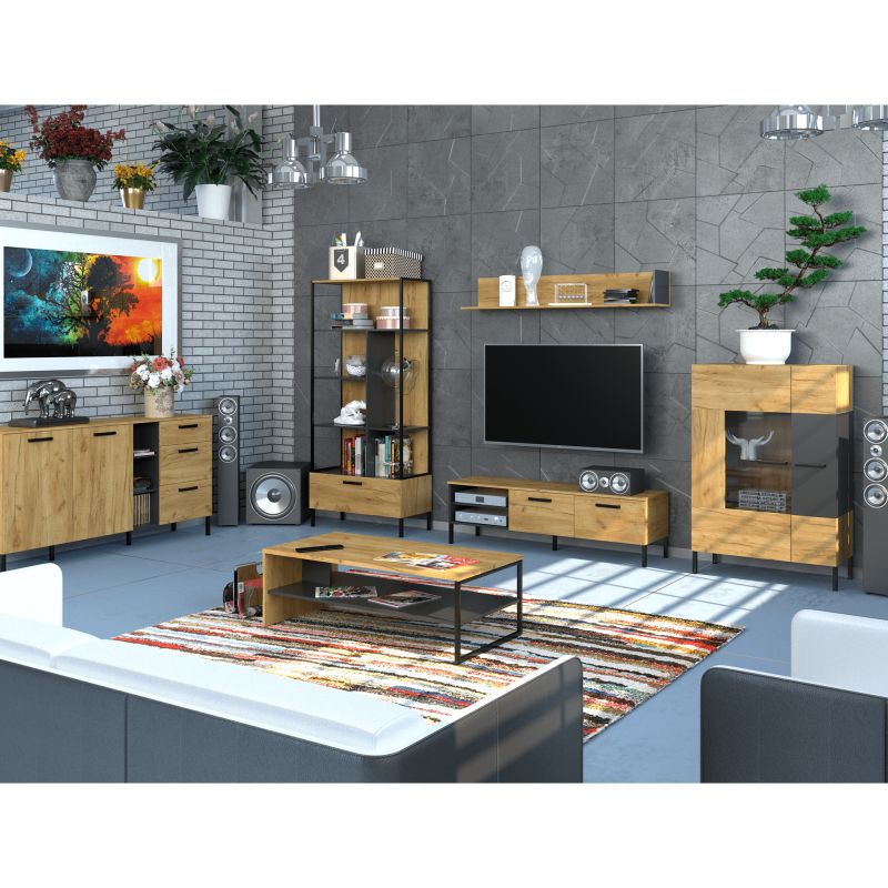 Konferenčný stolík, 120x60cm, dub craf zlatý, antracit, SANTANA