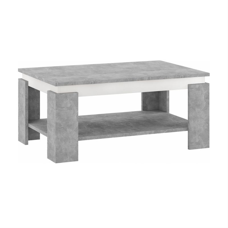 Konferenčný stolík, 90x60cm, betón, biely, PIANI