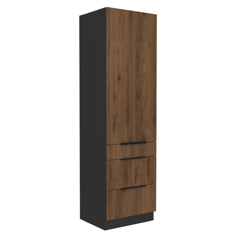 Vysoká skrinka, 60cm, orech okapi, čierna, MENZO 60 DKS-210 3S1F