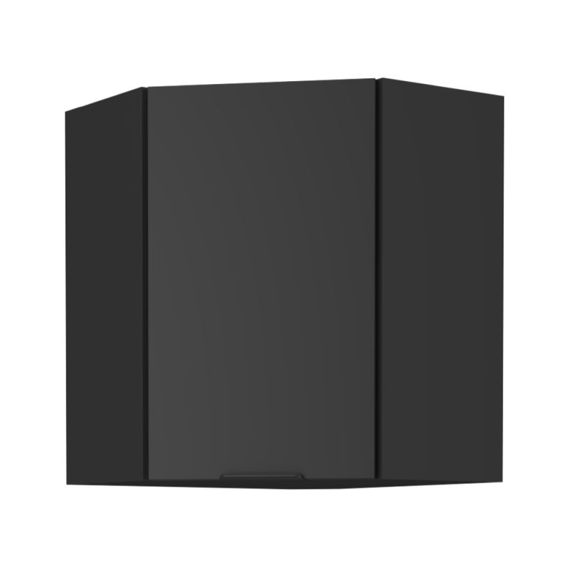 Horná skrinka rohová, 60cm, čierna, SIBER 60x60 GN-72 1F