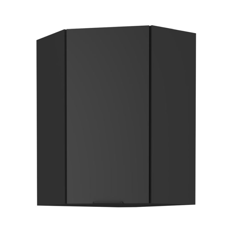 Horná skrinka rohová, 60cm, čierna, SIBER 60x60 GN-90 1F