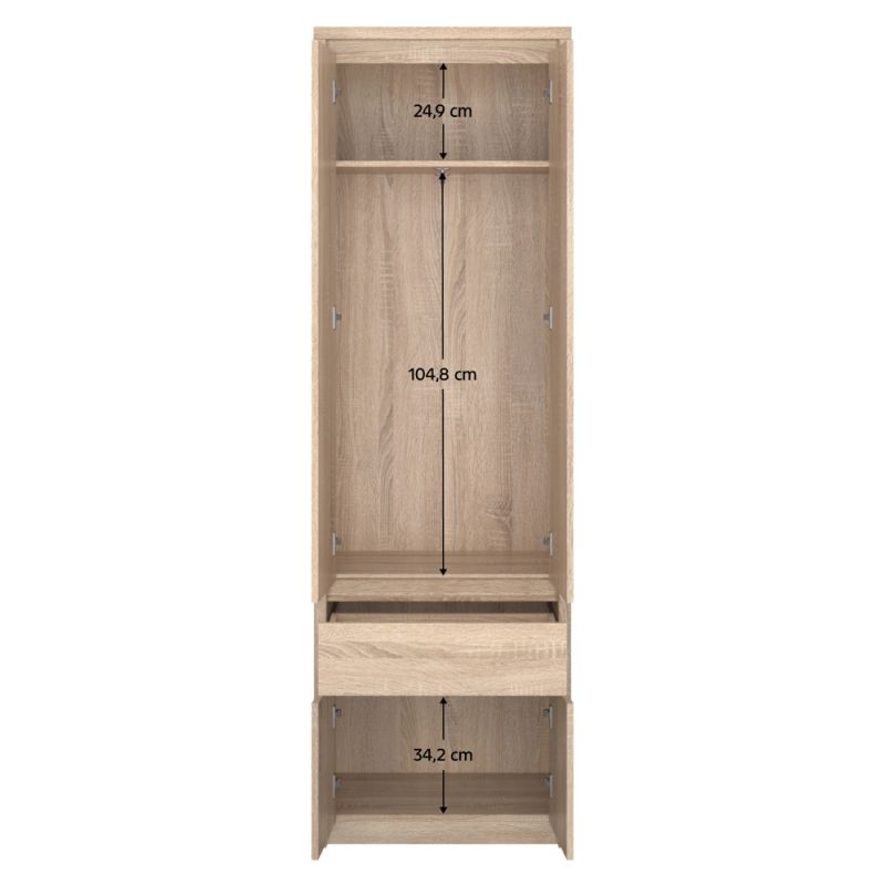Skriňa, 66cm, kombinovaná, dub sonoma, NORTY TYP 22 4D1S