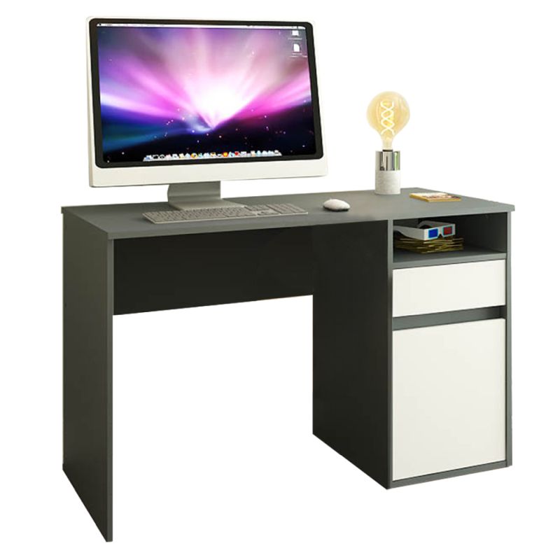 PC stôl, 120x53cm, grafit, biely, BILI NEW