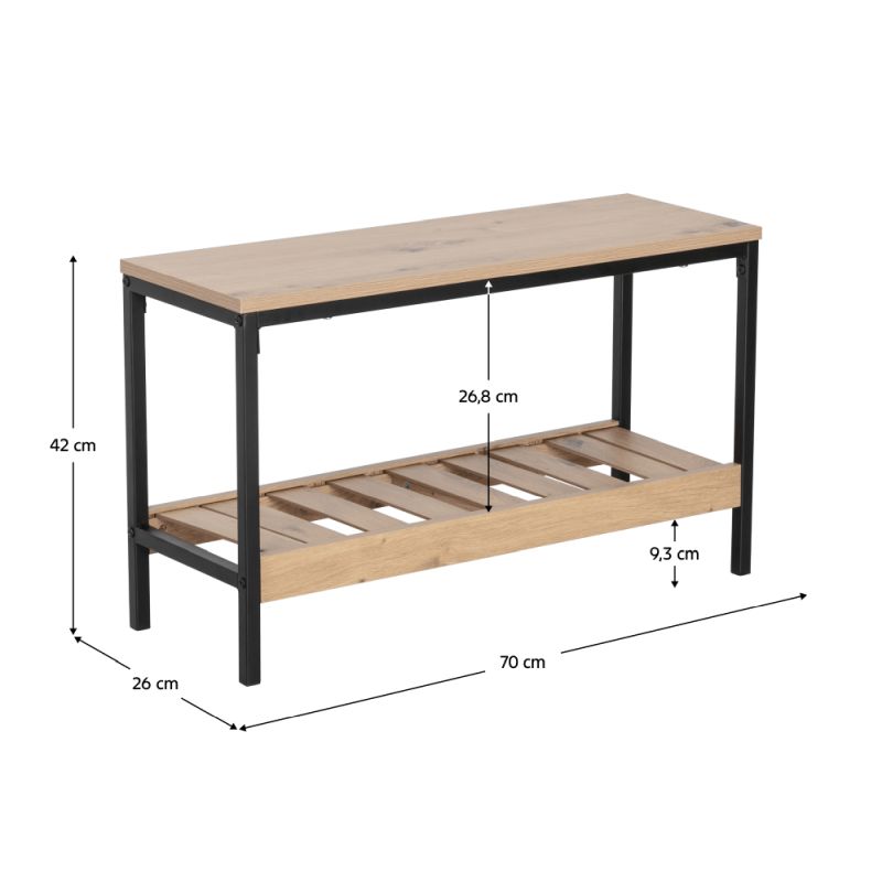 Botník, 70cm, dub, čierny, REST