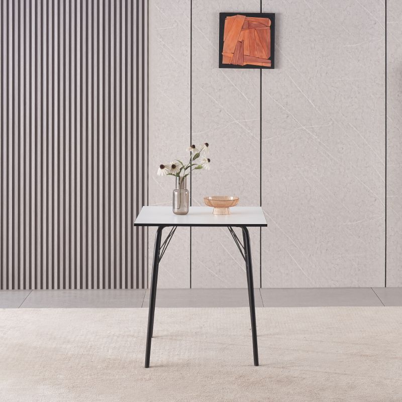 Jedálenský stôl, 70x70cm, MDF, biely, čierny, NALAK TYP 1
