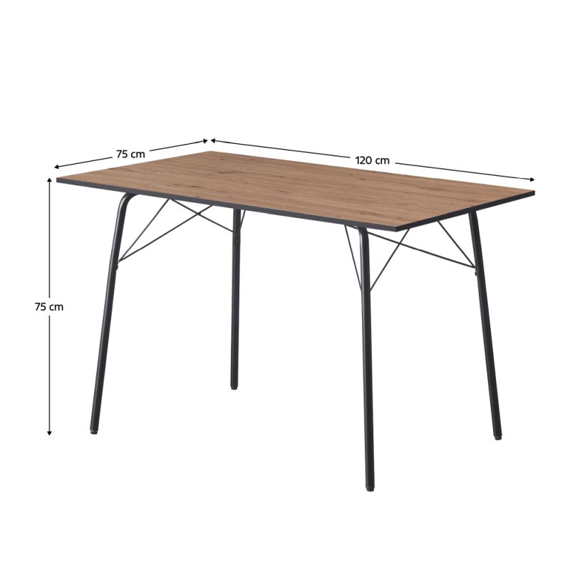 Jedálenský stôl, 120x75cm, MDF, dub artisan, čierny, NALAK TYP 2