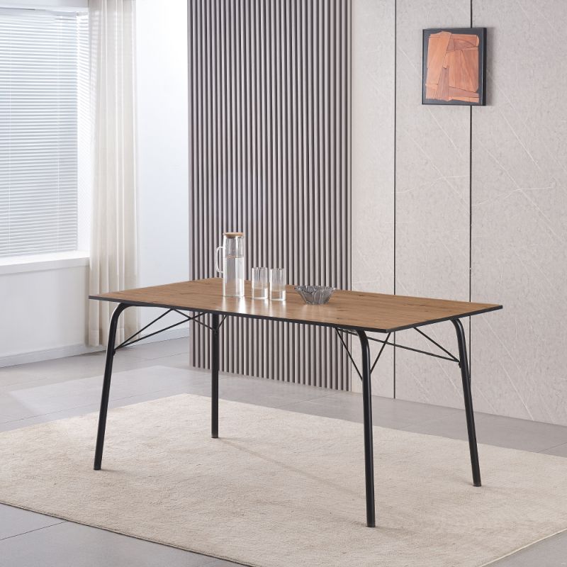Jedálenský stôl, 160x80cm, MDF, dub artisan, čierny, NALAK TYP 3