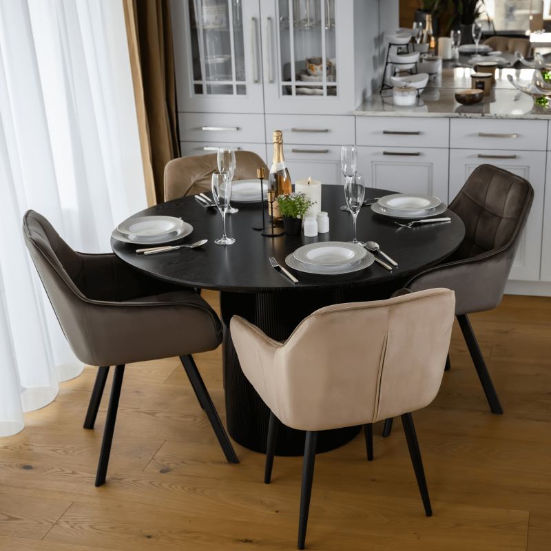 Jedálenský stôl, okrúhly 120cm, MDF, čierny, MAHIR TYP 2
