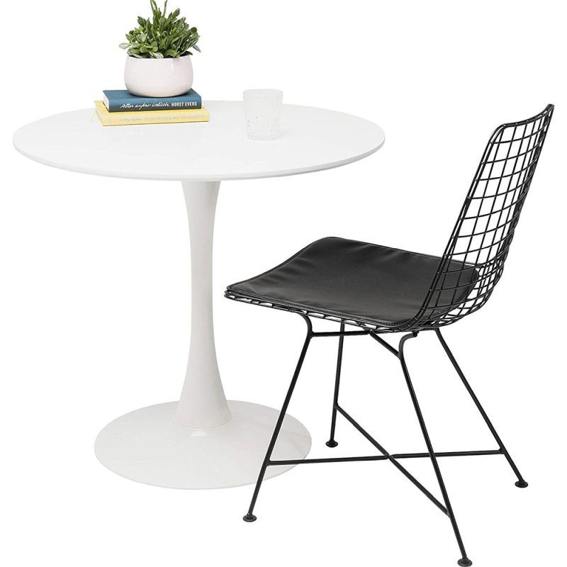 Jedálenský stôl, okrúhly 80cm, MDF, biely, REVENTON NEW