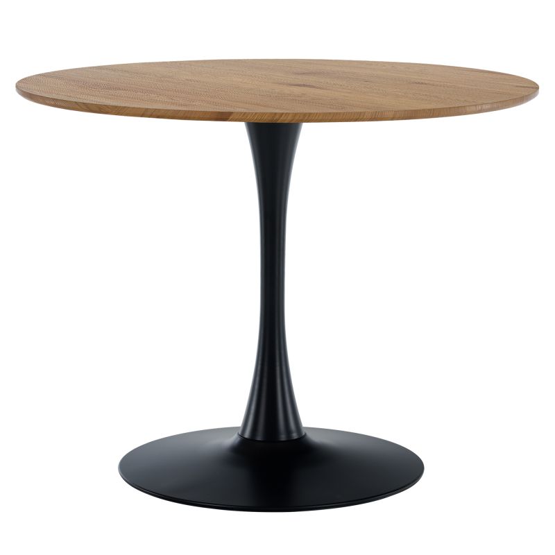 Jedálenský stôl, okrúhly 110cm, MDF, dub, čierny, REVENTON NEW