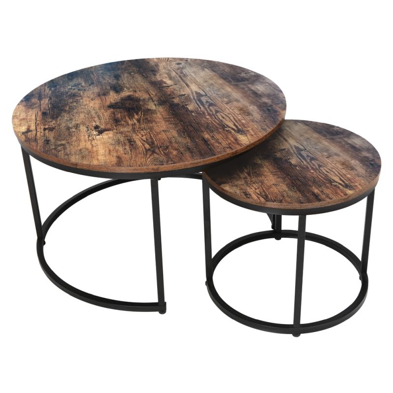Konferenčné stolíky, set 2 ks, 80x80cm, orech, čierny, CIRKO