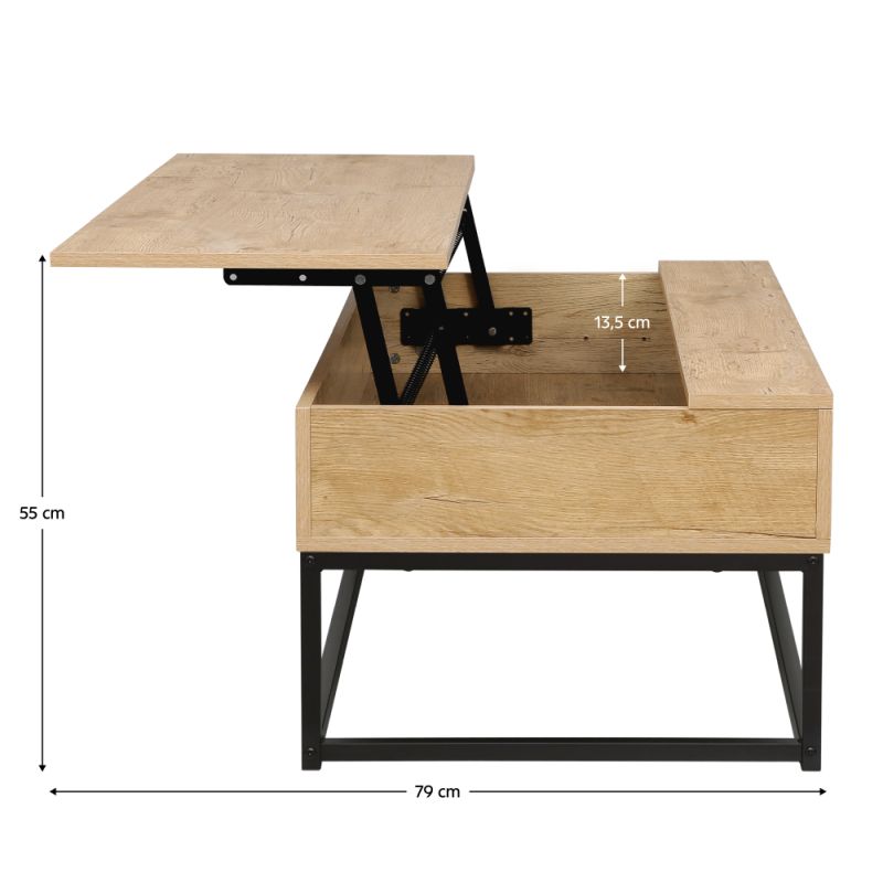 Konferenčný stolík, 100x55cm, dub, čierny, LIVINA