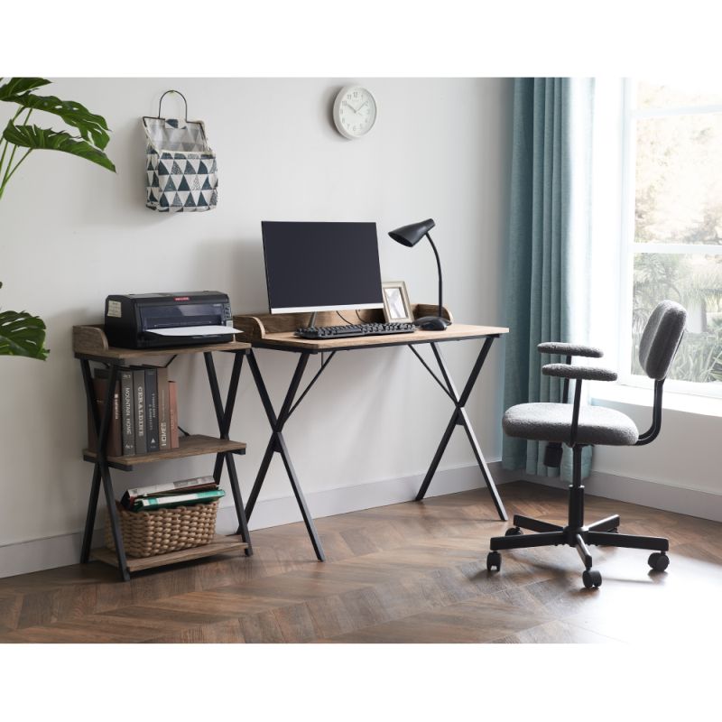 PC stôl, 90x50cm, dub, čierny, OFIS