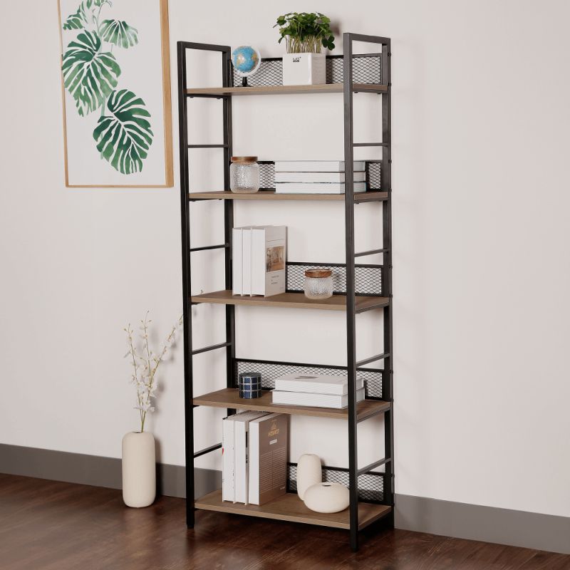 Regál, 60cm, čierny, dub, KELER TYP 2