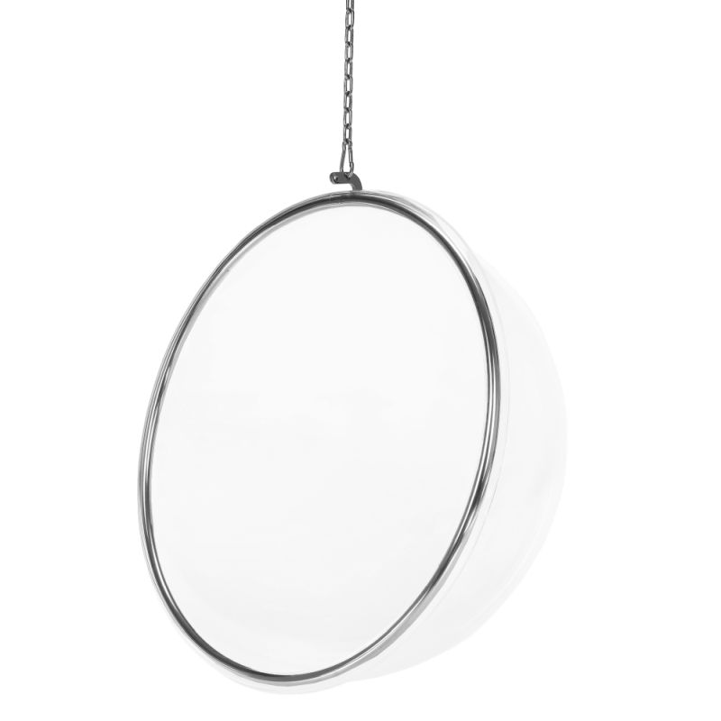 Závesné kreslo, transparentné, látka sivá, BUBBLE NEW TYP 1