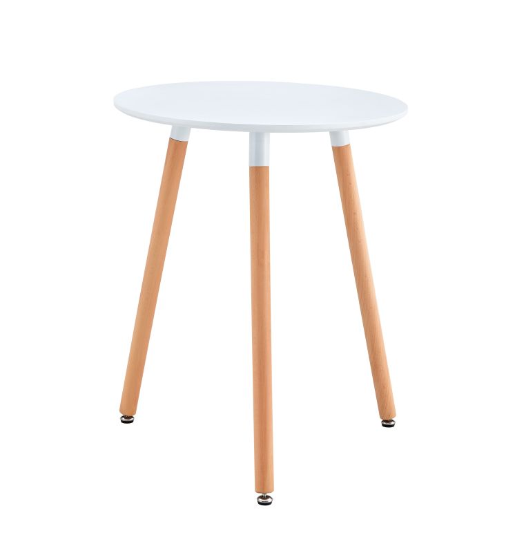 Jedálenský stôl, okrúhly 60cm, MDF, biely, buk, ELCAN NEW TYP 1