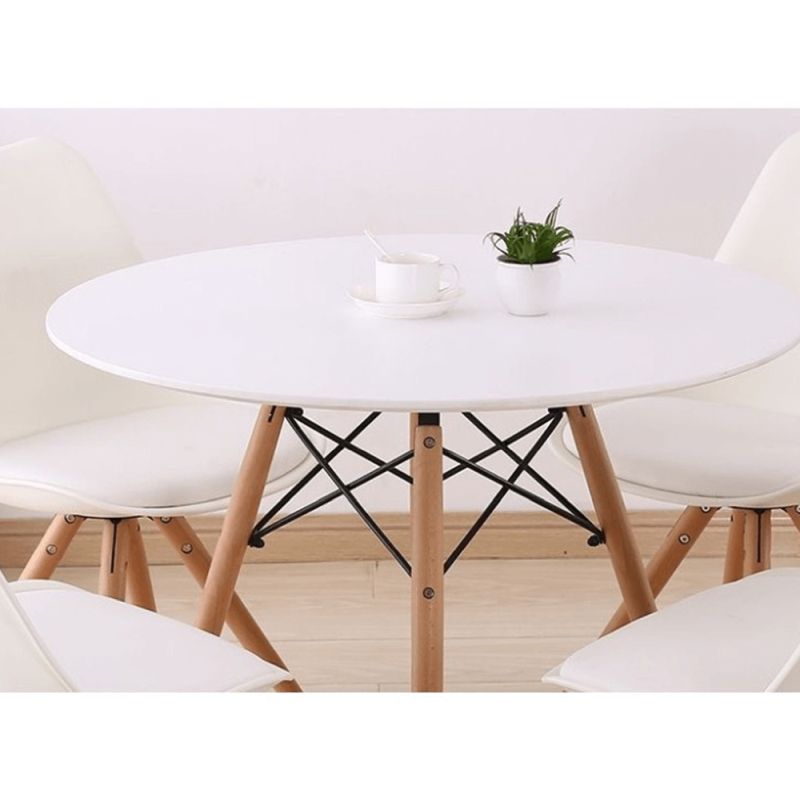 Jedálenský stôl, okrúhly 80cm, MDF, biely, buk, GAMIN 2 NEW 80