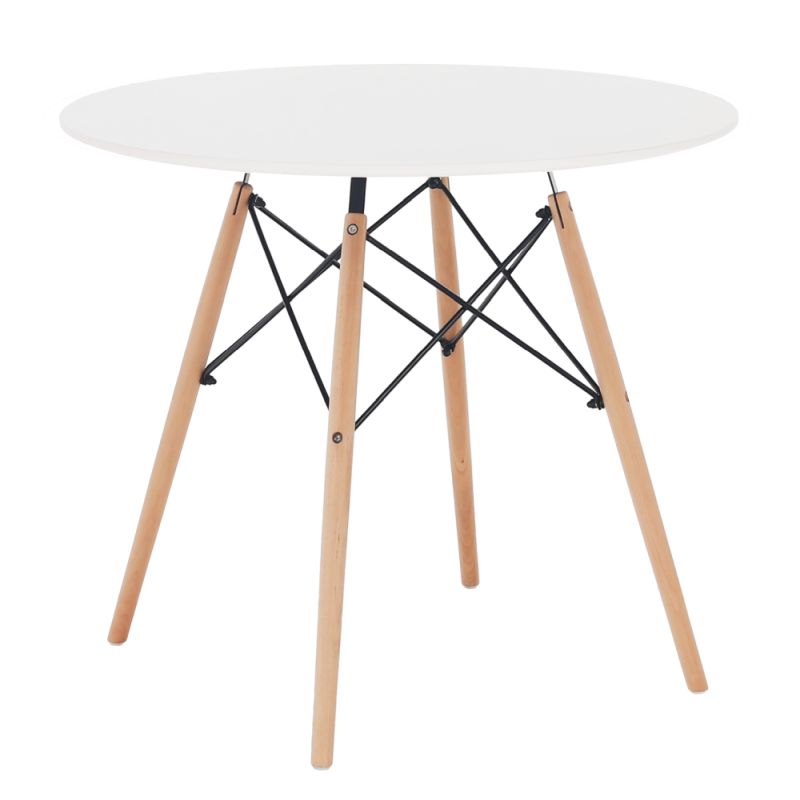 Jedálenský stôl, okrúhly 80cm, MDF, biely, buk, GAMIN 2 NEW 80