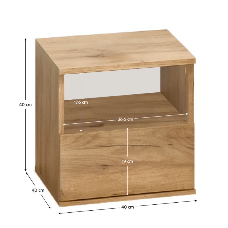 Nočný stolík, 40cm, dub craft zlatý, DOLI