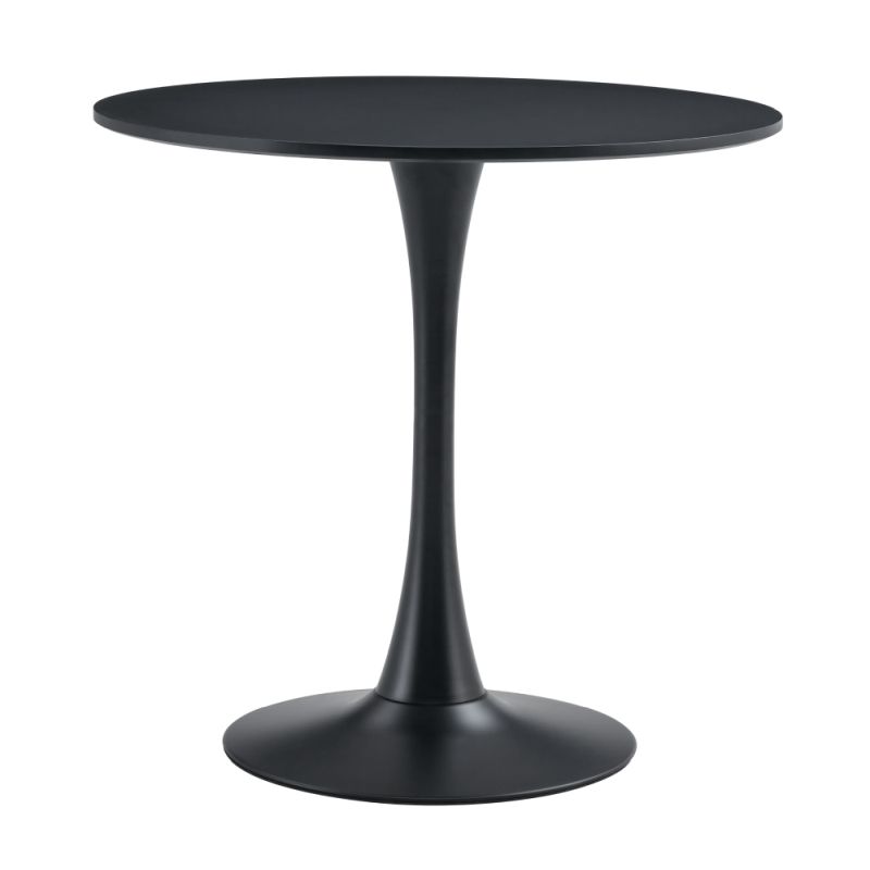 Jedálenský stôl, okrúhly 80cm, MDF, čierny, REVENTON NEW