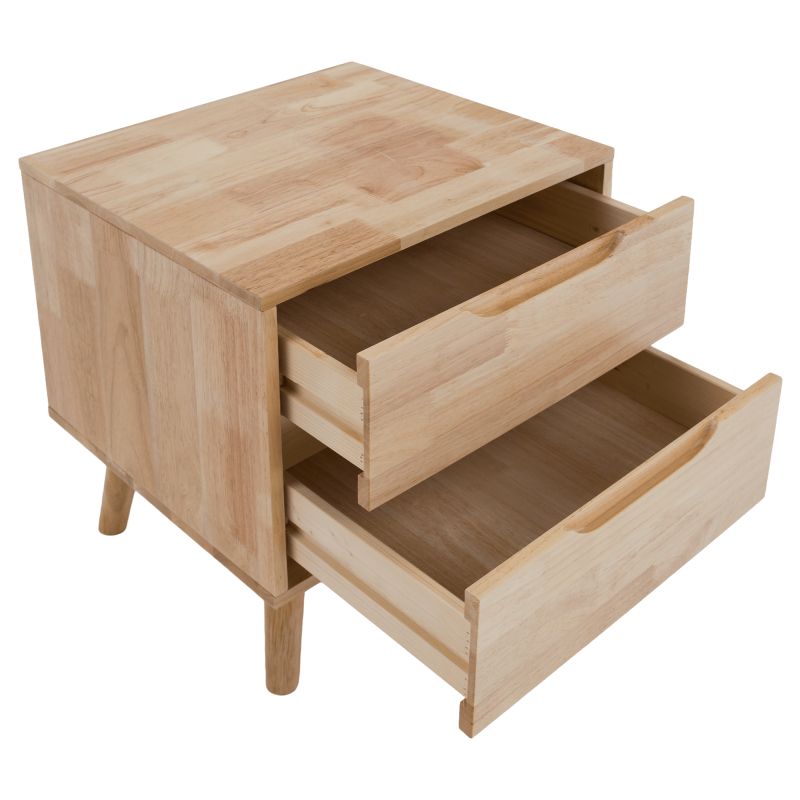Nočný stolík, 43cm, masív, prírodný, BRUNI