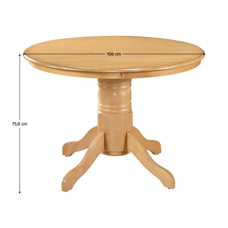 Jedálenský stôl, okrúhly 106cm, MDF, dub svetlý, TABLOS