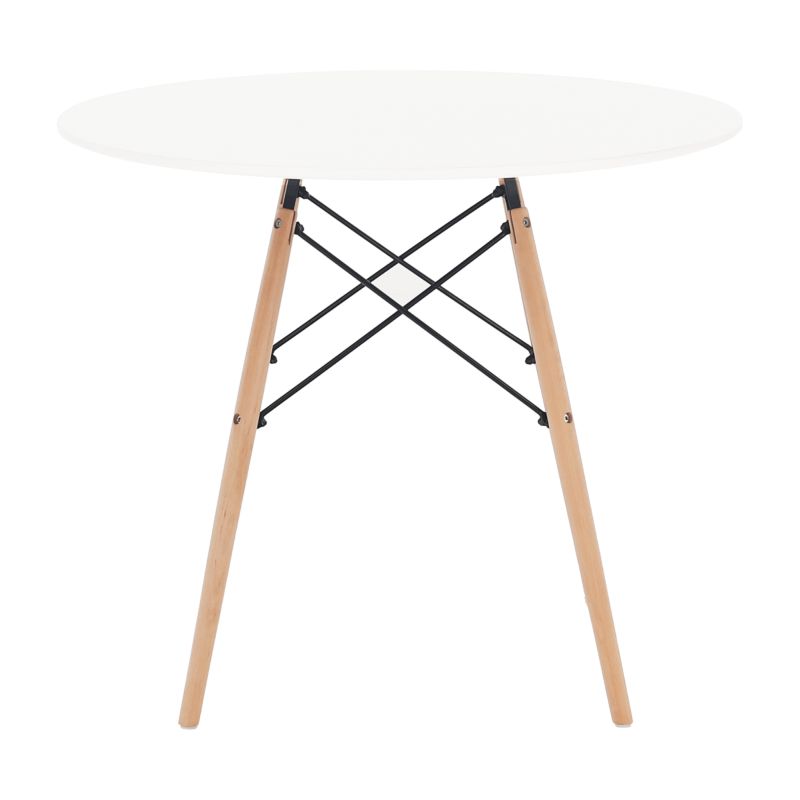 Jedálenský stôl, okrúhly 90cm, MDF, biely, buk, GAMIN 2 NEW 90