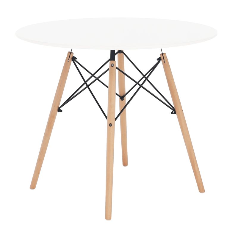 Jedálenský stôl, okrúhly 90cm, MDF, biely, buk, GAMIN 2 NEW 90
