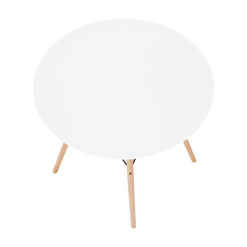 Jedálenský stôl, okrúhly 90cm, MDF, biely, buk, GAMIN 2 NEW 90