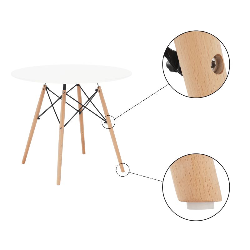 Jedálenský stôl, okrúhly 90cm, MDF, biely, buk, GAMIN 2 NEW 90