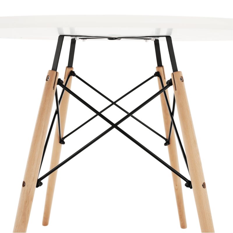 Jedálenský stôl, okrúhly 90cm, MDF, biely, buk, GAMIN 2 NEW 90