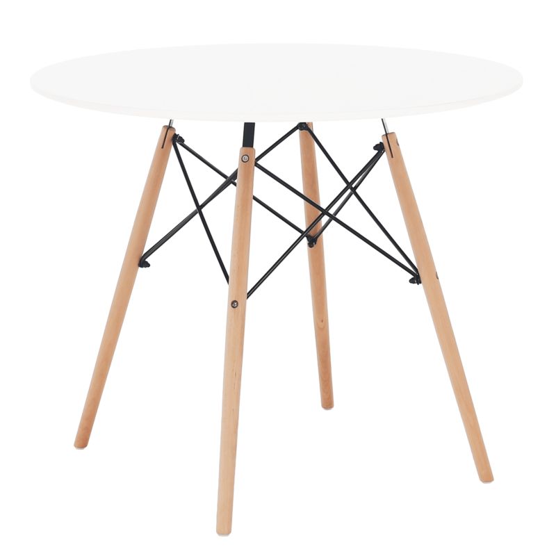 Jedálenský stôl, okrúhly 90cm, MDF, biely, buk, GAMIN 2 NEW 90