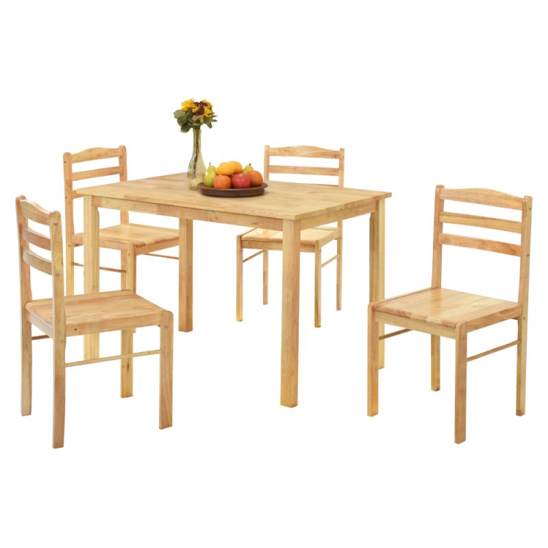 Jedálenský set 1+4, 110x70cm, masív, prírodný, LOAK