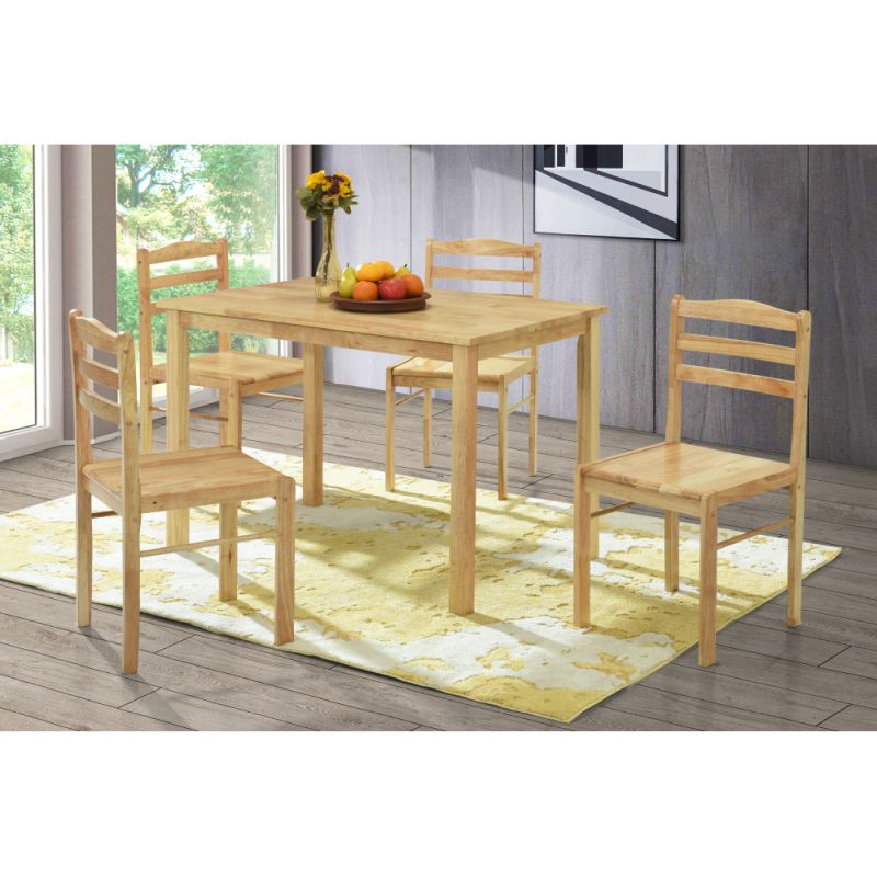 Jedálenský set 1+4, 110x70cm, masív, prírodný, LOAK