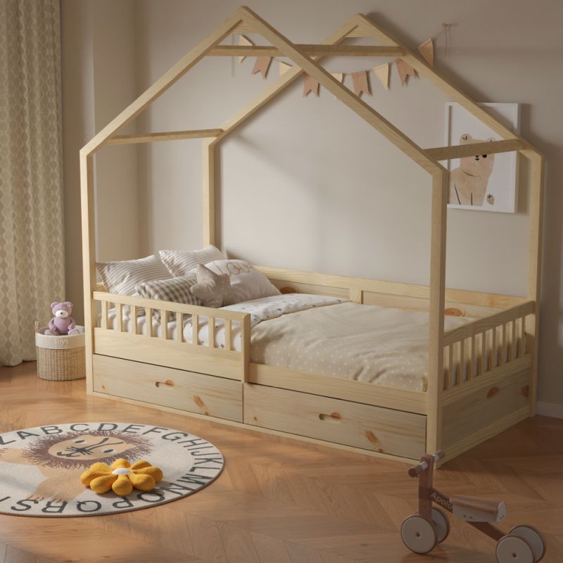 Montessori posteľ, 90x200, prírodná, masív, BIANKA