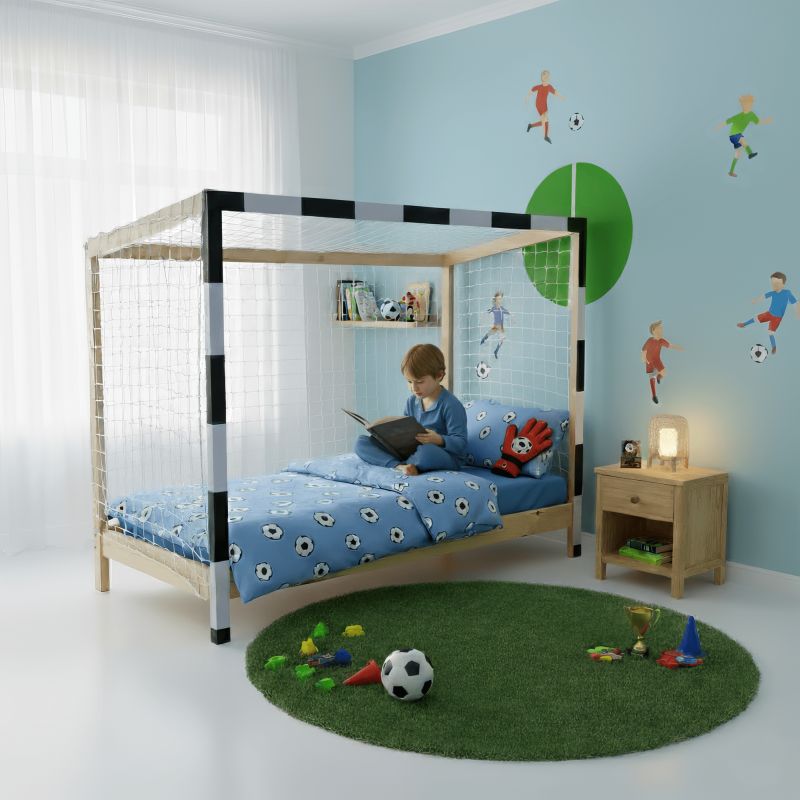 Montessori posteľ, 90x200, prírodná, biela, čierna, FUTAL