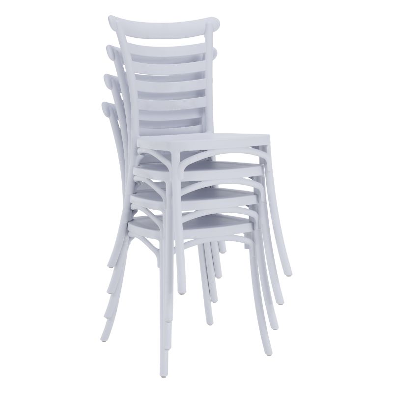 Stohovateľná stolička, biely plast, SAVITO