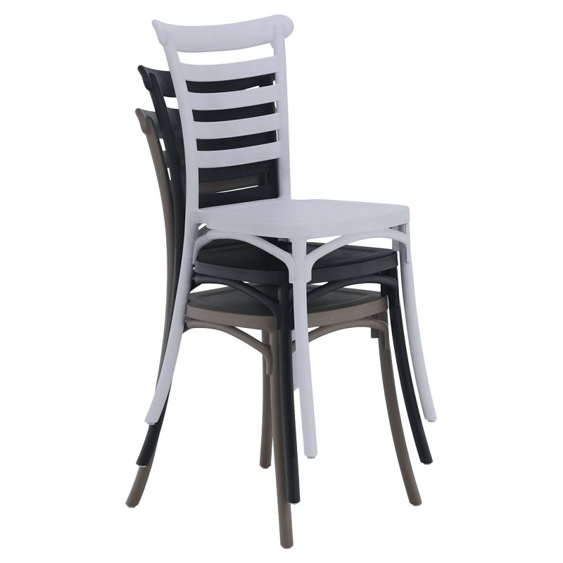 Stohovateľná stolička, biely plast, SAVITO