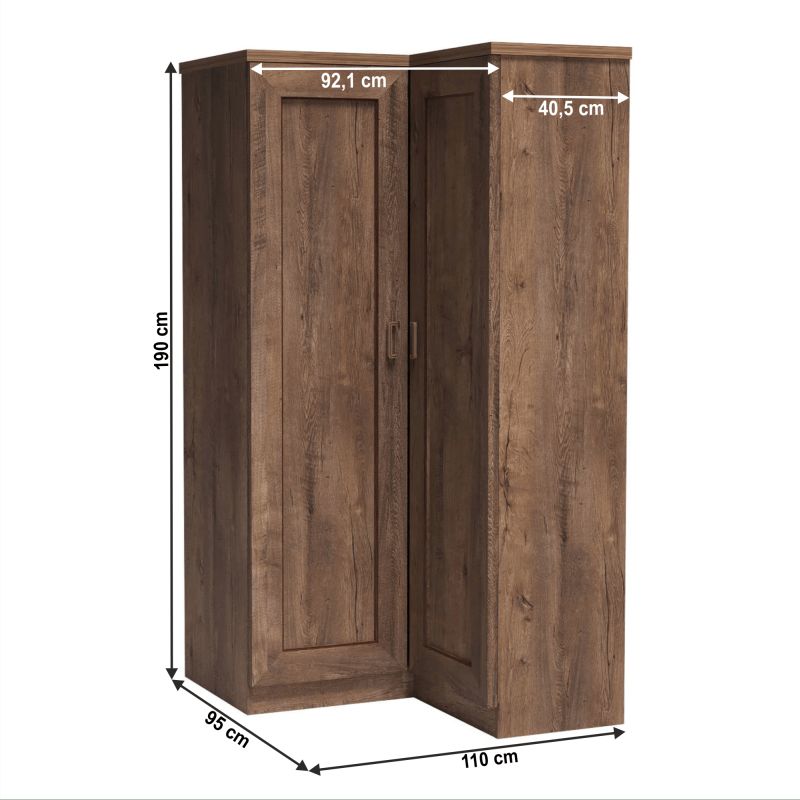 Rohová skriňa, 110cm, kombinovaná, dub lefkas, TEDY TYP T25