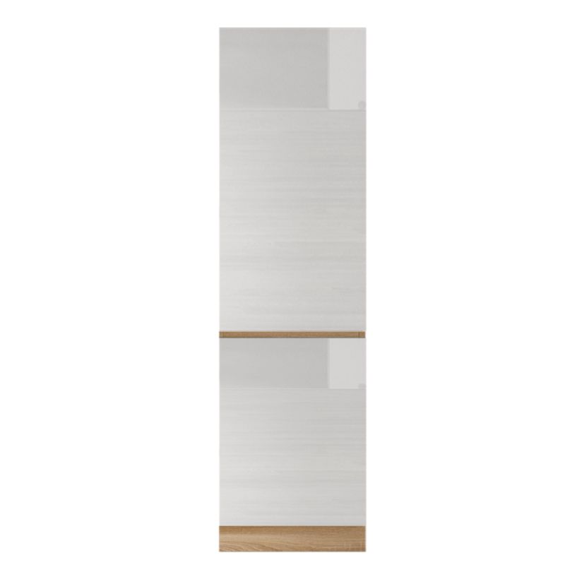Potravinová skrinka, 60cm, biely lesk, dub sonoma, pravá, LINE D 60