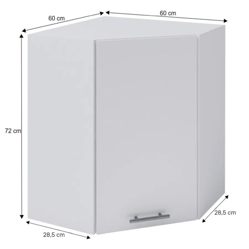 Horná skrinka rohová, 60cm, biela, pravá, FABIANA W-60N