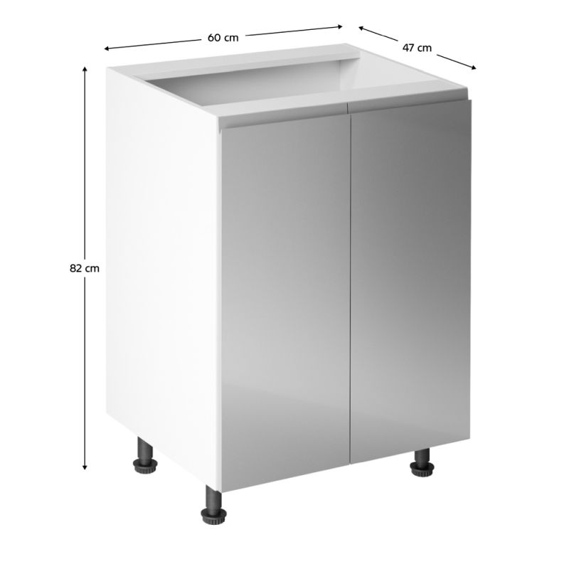 Spodná skrinka, 60cm, biela, sivý lesk, AURORA D602F