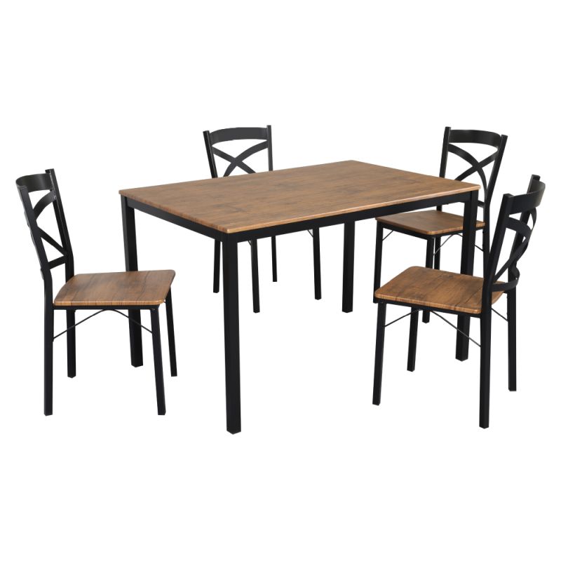 Jedálenský set 1+4, 120x80cm, MDF, dub tmavý, čierny, HAIM