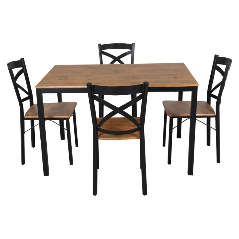 Jedálenský set 1+4, 120x80cm, MDF, dub tmavý, čierny, HAIM