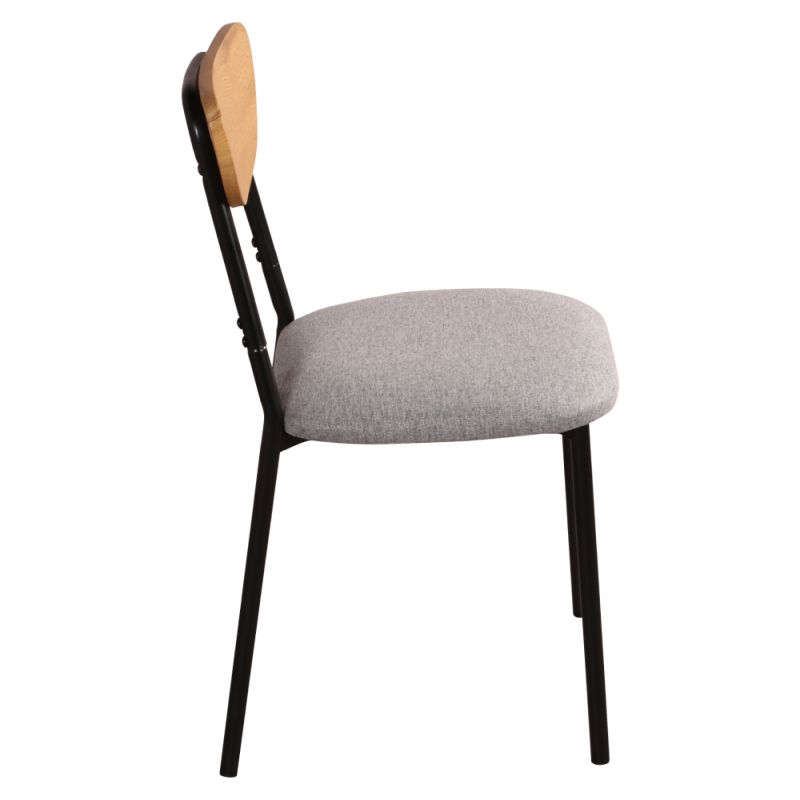 Jedálenský set 1+4, 110x70cm, MDF, dub svetlý, látka sivá, MADIO