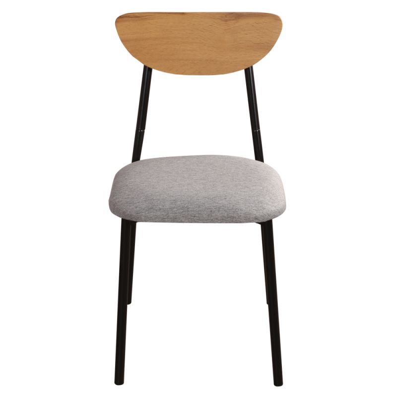 Jedálenský set 1+4, 110x70cm, MDF, dub svetlý, látka sivá, MADIO