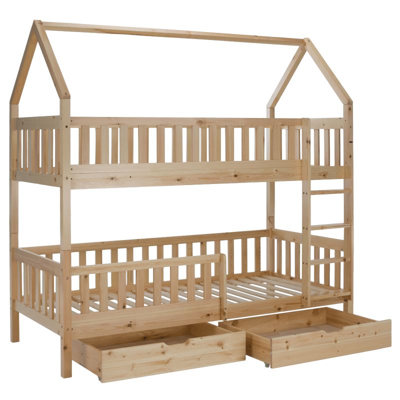 Montessori poschodová posteľ, 90x200, prírodná, VENITA TYP 2
