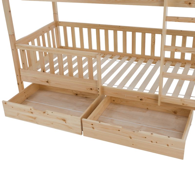 Montessori poschodová posteľ, 90x200, prírodná, VENITA TYP 2