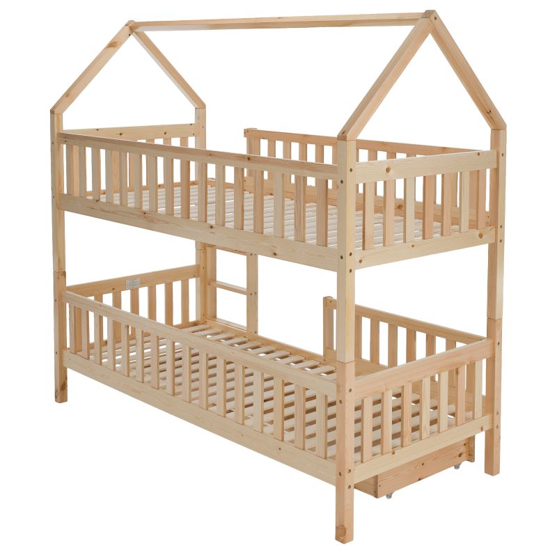 Montessori poschodová posteľ, 90x200, prírodná, VENITA TYP 2