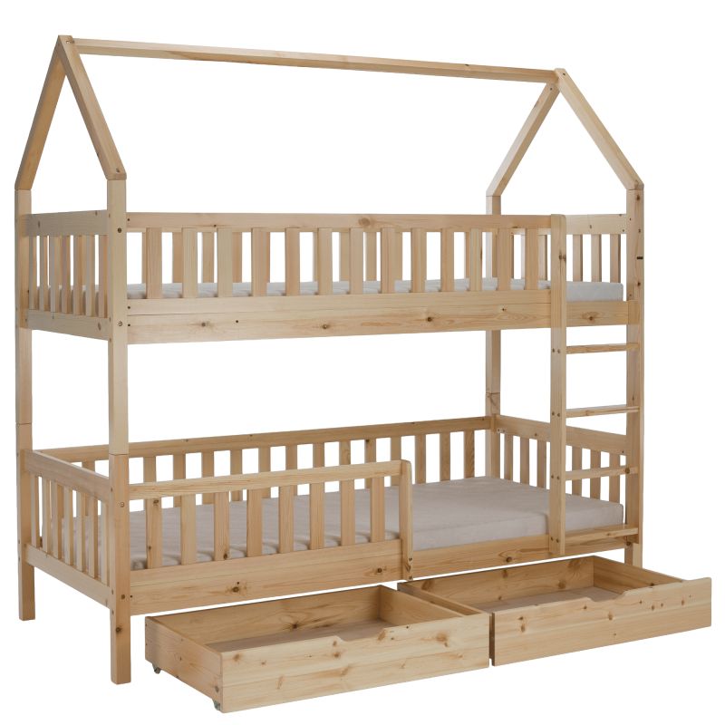 Montessori poschodová posteľ, 90x200, prírodná, VENITA TYP 2